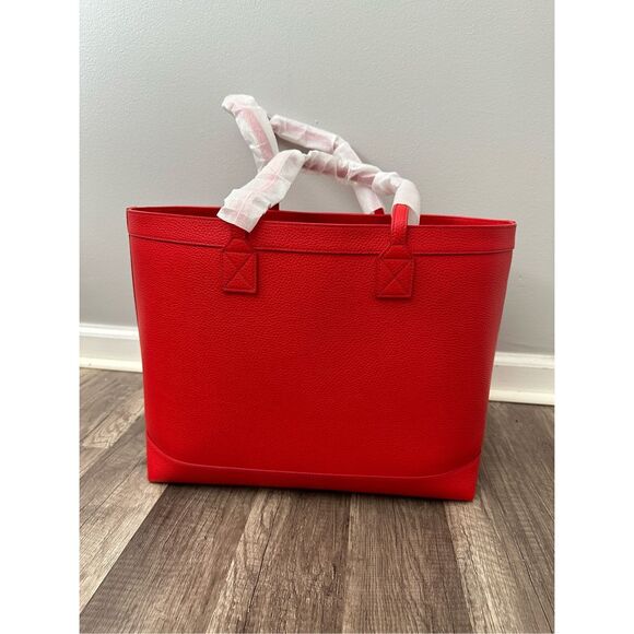 NWT Burberry MD London Nova Check Lining Leather Tote Shoulder Bag Red $1650 - Picture 3 of 10